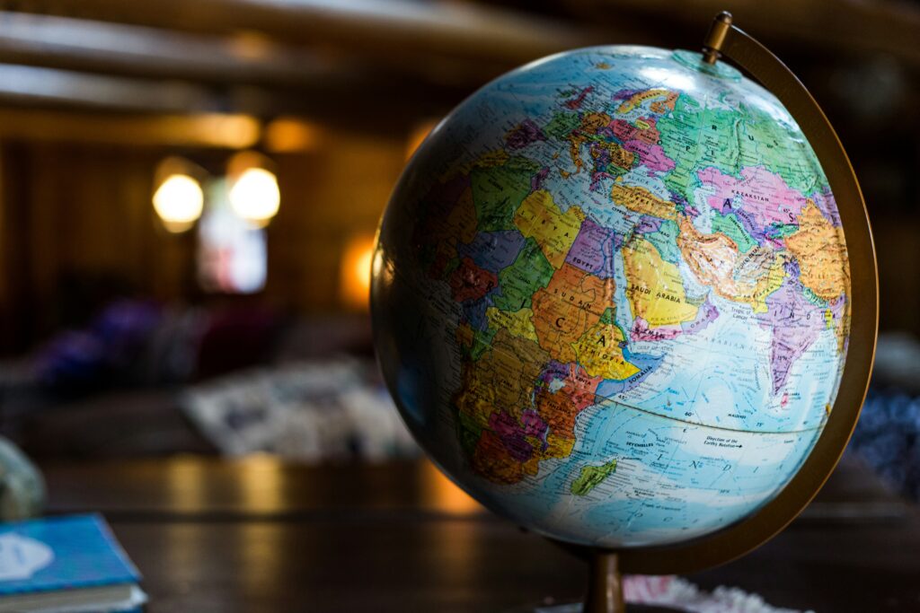 A desk globe on a table