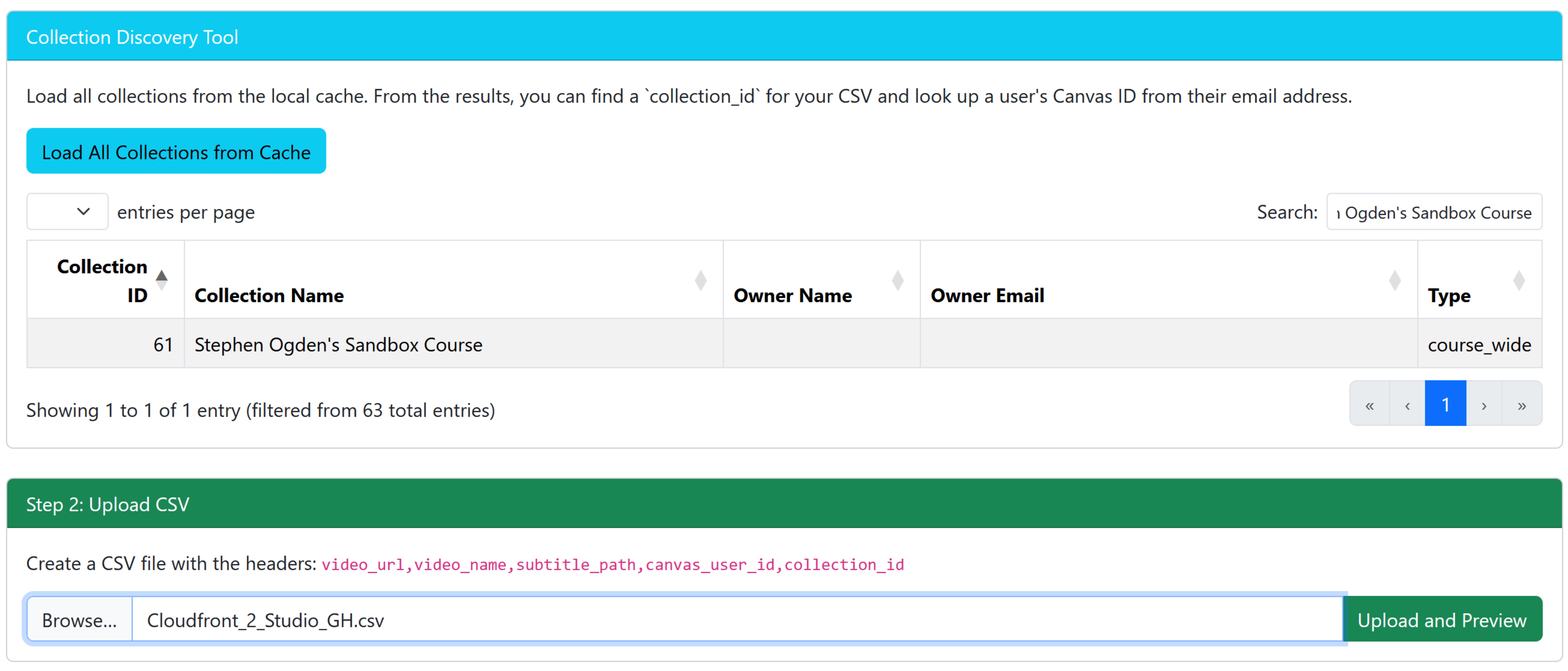 Image of the bulk uploader screen