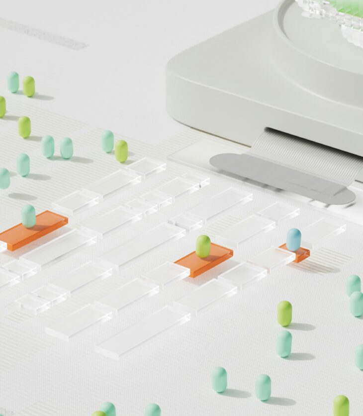 abstract image of items heading towards a computer