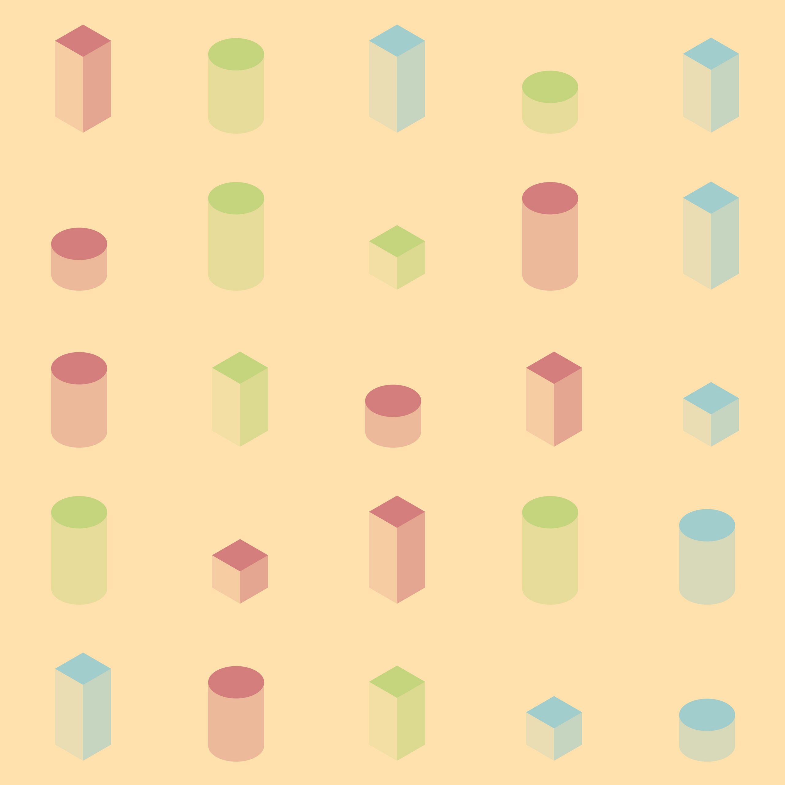 Coloured blocks of different shapes
